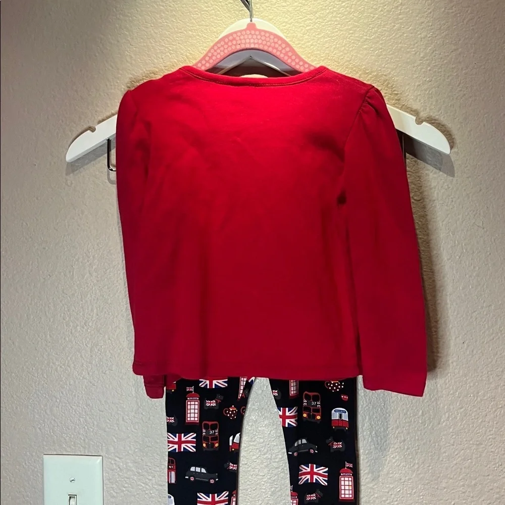 Gymboree Girl’s London Calling Scotty Dog Phone Booth Leggings Set Size 3T